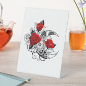 Signe De Table Croissant mécanique avec roses rouges (In SItu)