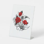 Signe De Table Croissant mécanique avec roses rouges (Recto)