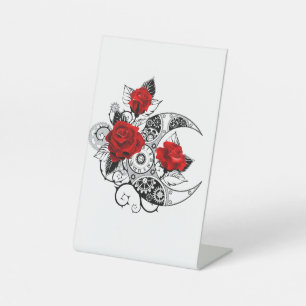 Signe De Table Croissant mécanique avec roses rouges