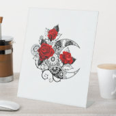 Signe De Table Croissant mécanique avec roses rouges (In SItu)