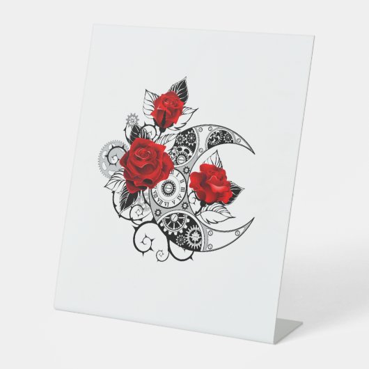 Signe De Table Croissant mécanique avec roses rouges (Recto)