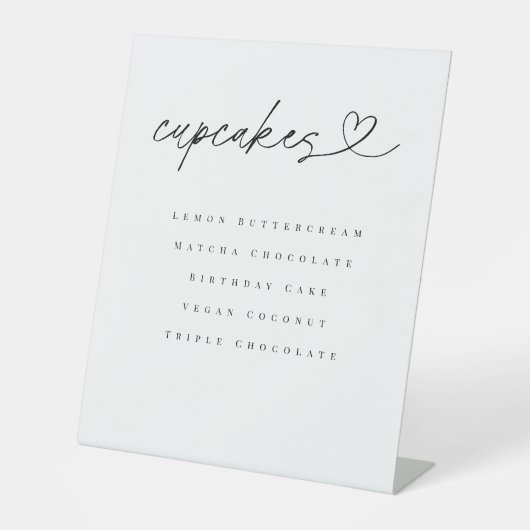 Signe De Table Cupcake Flavors Dessert Table Wedding Party Sign (Recto)