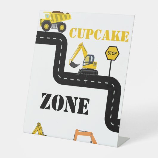 Signe De Table Cupcake Zone de construction Camion de vidage (Recto)