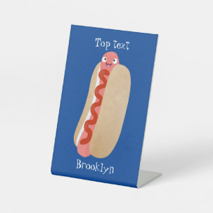 Signe De Table Curieux hot dog Weiner dessin animé
