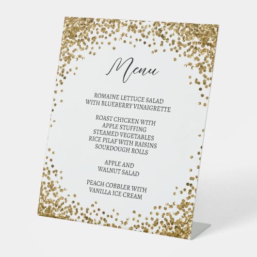 Signe De Table Curved Gold Glitter White Menu (Recto)