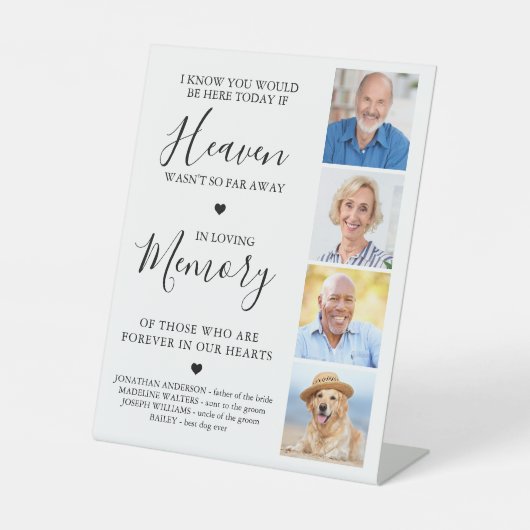 Signe De Table Custom 4 Photo Collage Heaven Mariage Memorial (Recto)