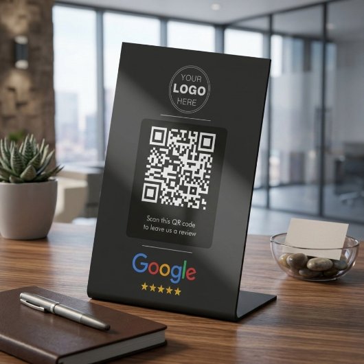 Signe De Table Custom Black Business Review QR Code Logo