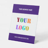 Signe De Table Custom Company Logo and Text Pedestal Sign Example (Recto)