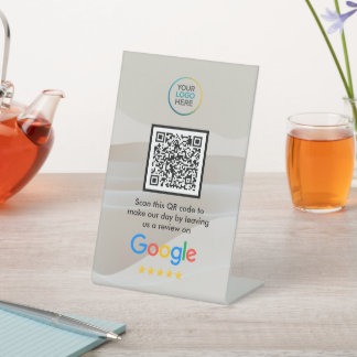 Signe De Table Custom Google Reviews QR Code Acrylic Sign