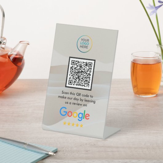 Signe De Table Custom Google Reviews QR Code Acrylic Sign (In SItu)