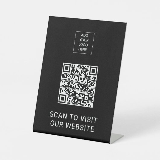 Signe De Table Custom Logo Minimalist QR Code Display Black (Recto)