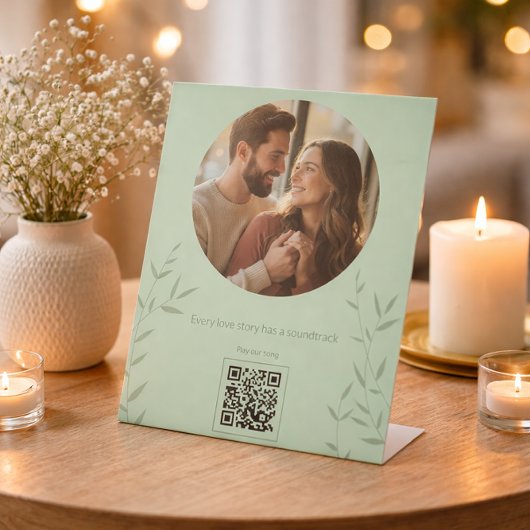 Signe De Table Custom Photo Valentine Sage green