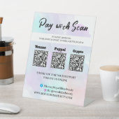 Signe De Table Custom QR Triple Payment Table Tent Pedestal Sign (In SItu)