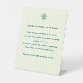 Signe De Table Custom Veterinary Exam Room Policy Sign (Recto)