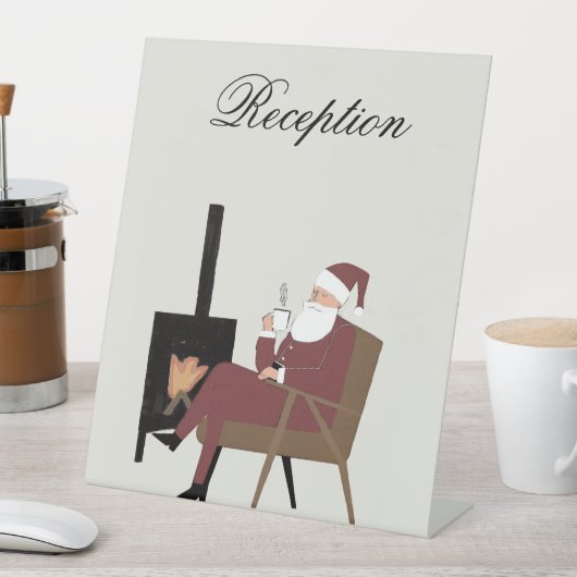 Signe De Table Customizable Santa Fireplace Pattern Table Sign (In SItu)