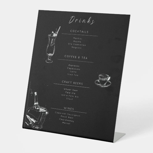 Signe De Table Customizable Wedding Drinks Menu Sign (Recto)