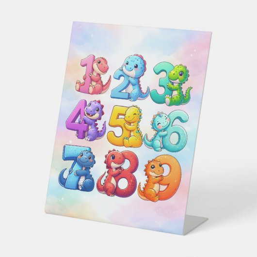 Signe De Table Cute Animal Numbers Maths Desk Art for Kids (Recto)