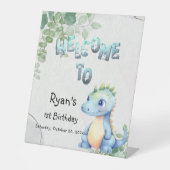 Signe De Table Cute Aquarelle Dinosaur Affiche de bienvenue d'ann (Recto)