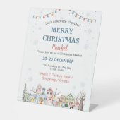 Signe De Table Cute aquarelle hiver Vacances Marché de Noël (Recto)