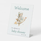 Signe De Table Cute Astronaut Teddy Bear Baby Shower Welcome (Recto)