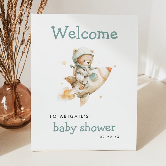 Signe De Table Cute Astronaut Teddy Bear Baby Shower Welcome