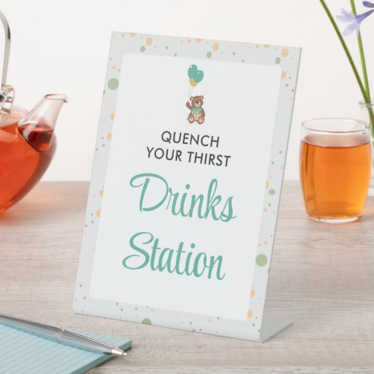 Signe De Table Cute Baby shower Teddy Bear Balloon Boisson Statio (In SItu)