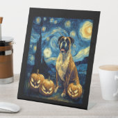 Signe De Table Cute Boxer Halloween Jack O Lantern Pumpkin Face S (In SItu)