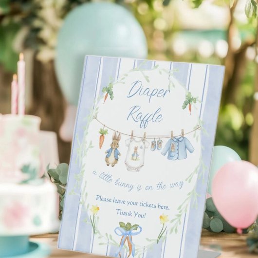 Signe De Table Cute Bunny Boy Clothesline Diaper Raffle Sign