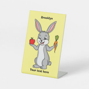 Signe De Table Cute bunny rabbit with vegetables