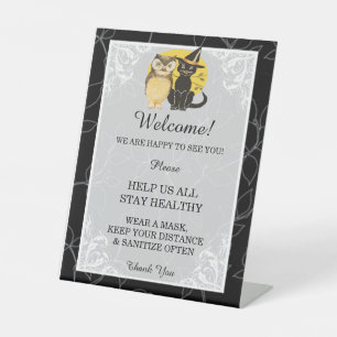 Signe De Table Cute Chat & Chouette Halloween Sécurité des Mariag