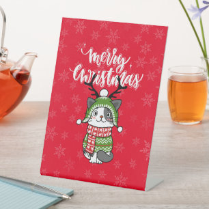 Signe De Table Cute Chat Noël Stocking fourchettes Galore