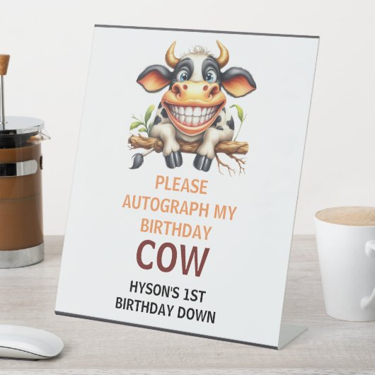 Signe De Table Cute Crazy Cow Farm Theme 1st Birthday (In SItu)