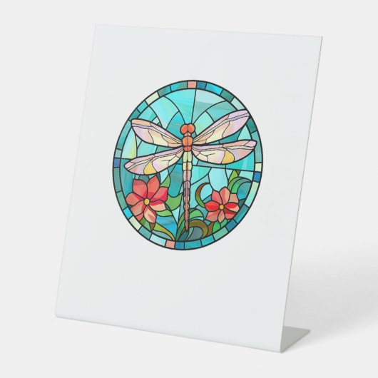 Signe De Table Cute Dragonfly Stained Glass Floral Dragon Fly Lov (Recto)