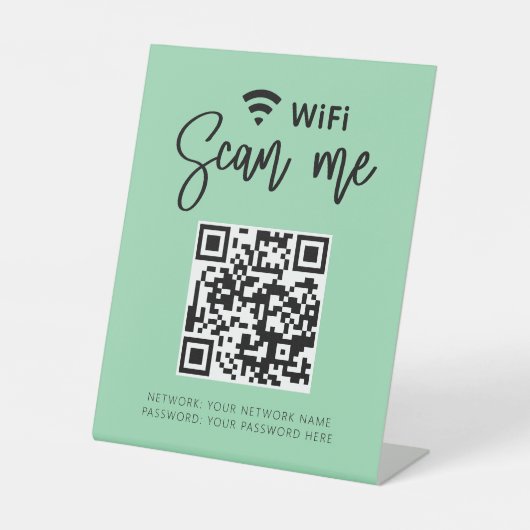 Signe De Table Cute Girly Wifi QR Code Salon Business (Recto)