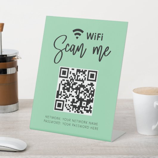 Signe De Table Cute Girly Wifi QR Code Salon Business (In SItu)