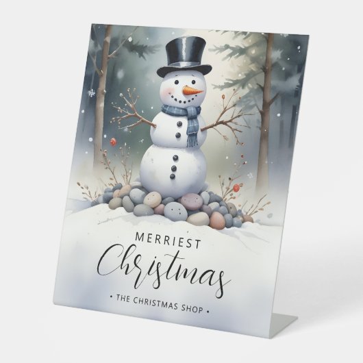 Signe De Table Cute Gorgeous Snowman Frosted Landscape Forest (Recto)