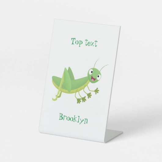 Signe De Table Cute green happy grasshopper cartoon (Recto)