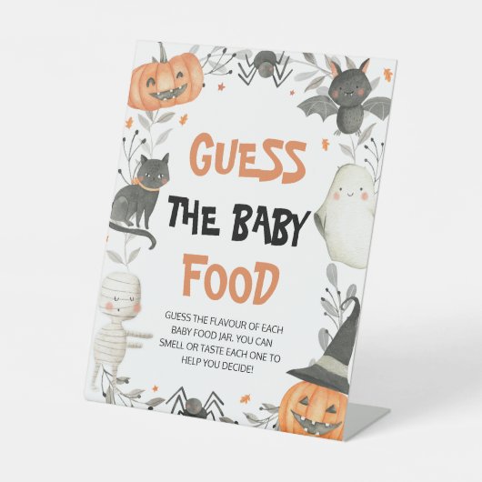 Signe De Table Cute Halloween Devine Le Baby shower Nourriture Bé (Recto)