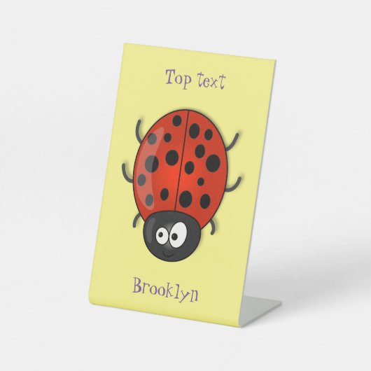 Signe De Table Cute happy red ladybug cartoon illustration (Recto)