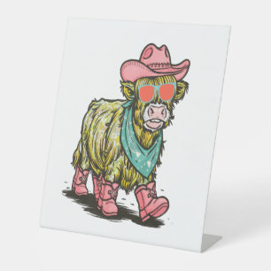 Signe De Table Cute Highland Cow Png, Ouest