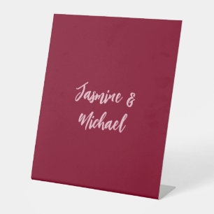 Signe De Table Cute Minimaliste Bourgogne Rouge Calligraphie Nom