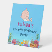 Signe De Table Cute Narwhal Fish Unicorn Baleine mer Anniversaire (Recto)