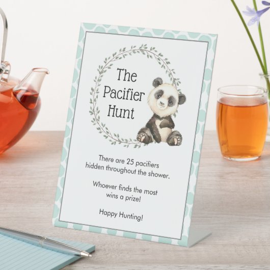Signe De Table Cute Panda Bears Pacifier chasse Baby shower jeu (In SItu)