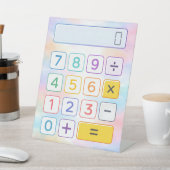 Signe De Table Cute Pastel Maths Calculator Desk Art for Kids (In SItu)