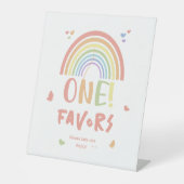 Signe De Table Cute Pastel Rainbow 1er Anniversaire Faveurs (Recto)