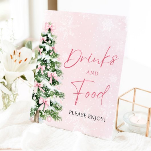 Signe De Table Cute Pink Bows Christmas Tree Nourriture et boisso