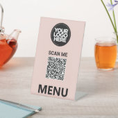 Signe De Table Cute Pink Qr Code Menu | Logo Contactless Modern (In SItu)