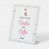 Signe De Table Cute Rose Bear Cub Girl Baby shower Table Cadeau (Recto)