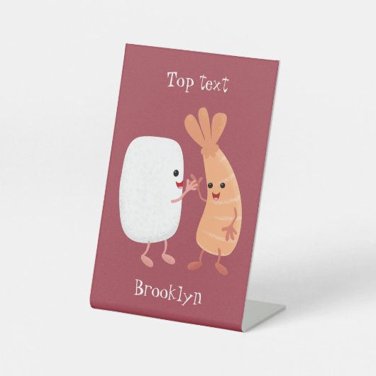 Signe De Table Cute sushi riz crevettes amis dessin animé (Recto)