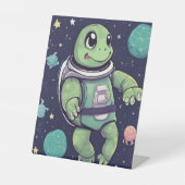 Signe De Table Cute Turtle Astronaut Space Party Display Stand (Recto)